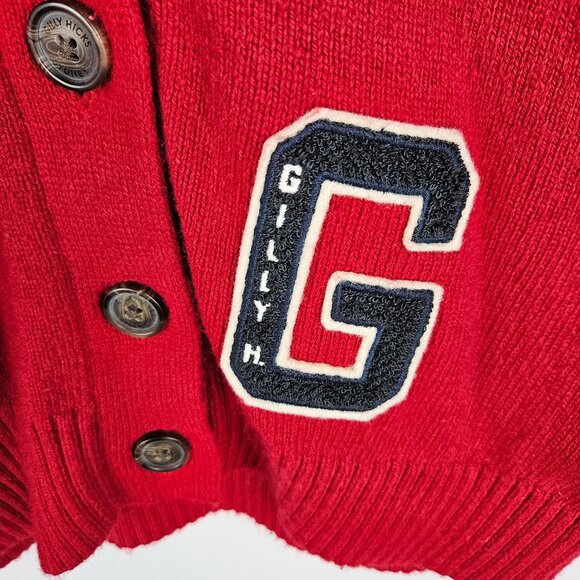 Gilly Hicks Sydney Red Cardigan Sz Small Letter Sweater Button-Up Preppy - Picture 2 of 12
